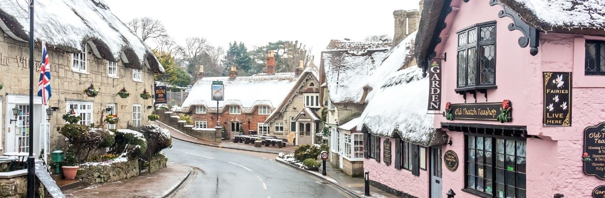 Shanklin Old Village in snow